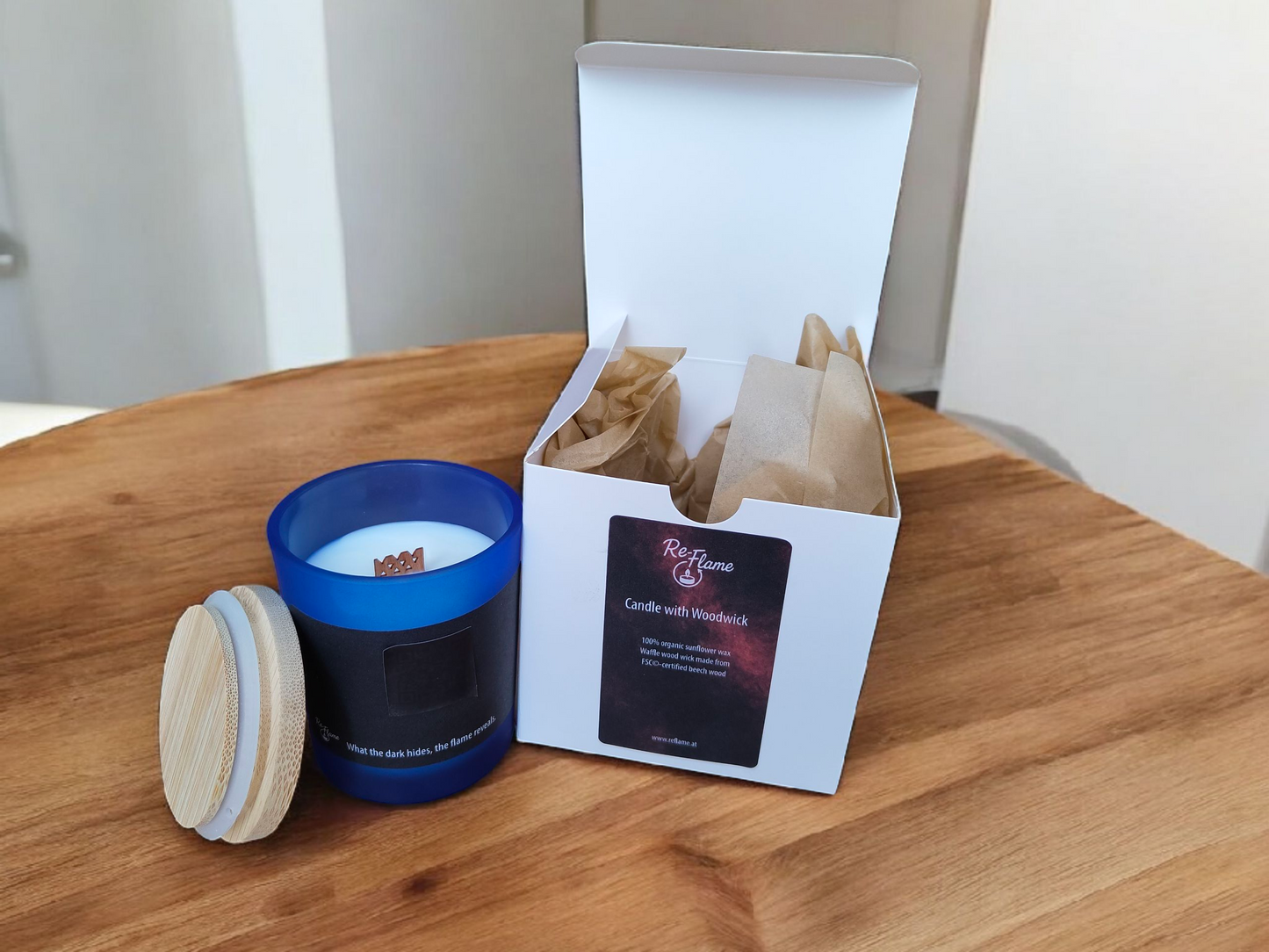 Personalisierbare QR-Code Reveal Knisterkerze