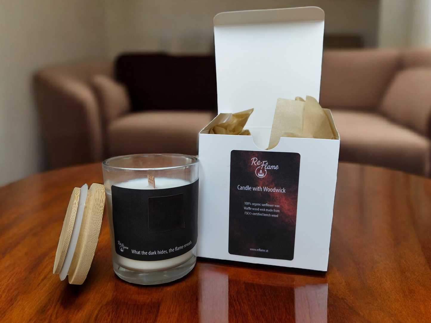 Personalisierbare QR-Code Reveal Knisterkerze